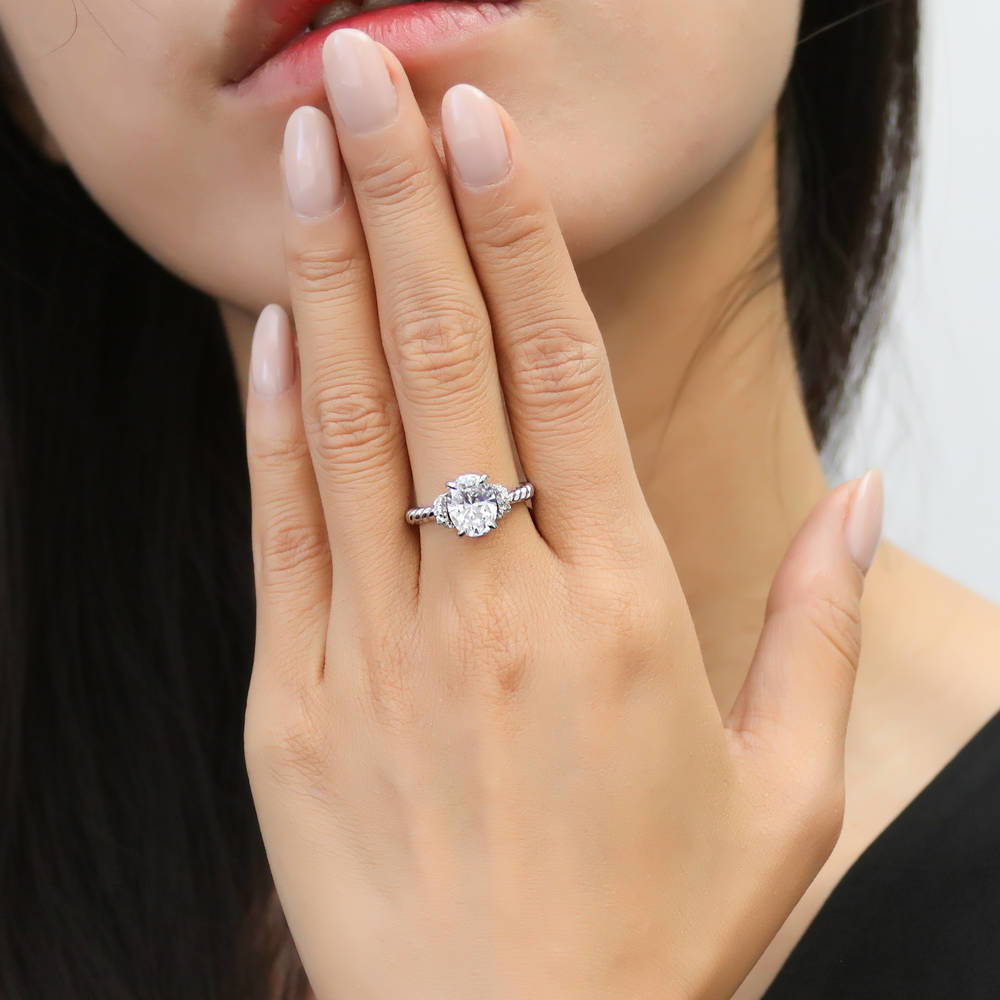 Woven Solitaire 1.8ct CZ Ring in Sterling Silver