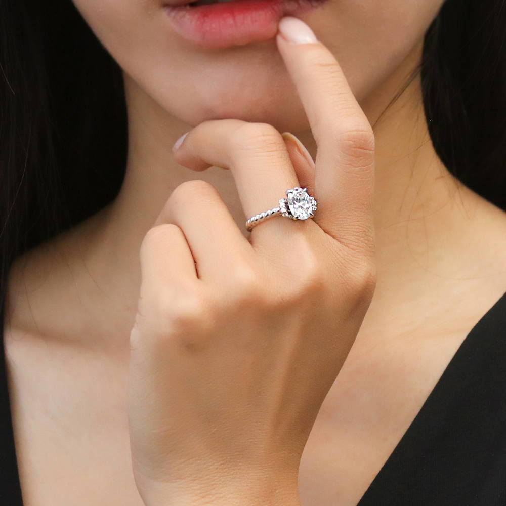 Woven Solitaire 1.8ct CZ Ring in Sterling Silver