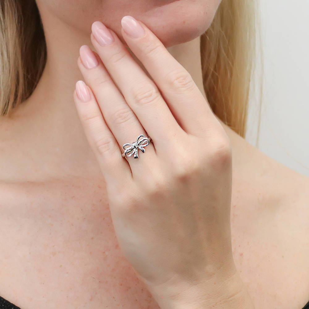 Bow Tie Ribbon Ring in Sterling Silver