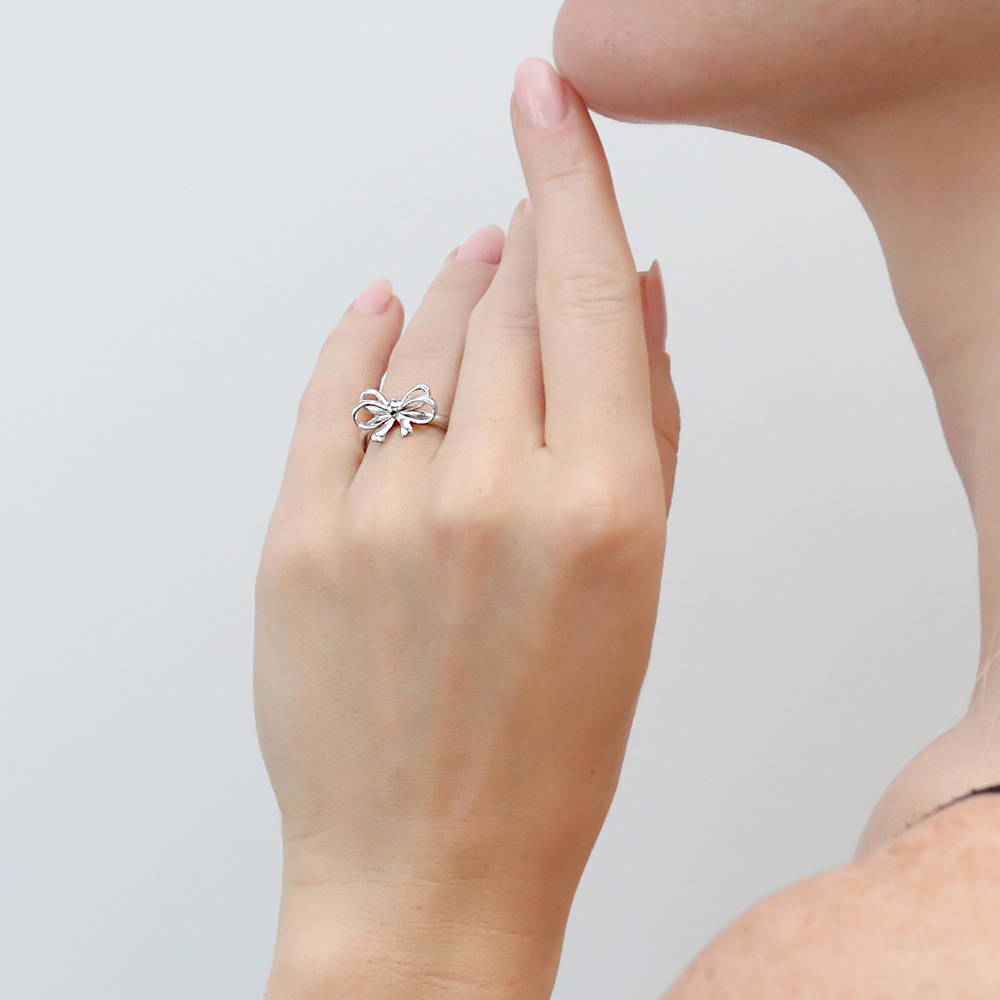 Bow Tie Ribbon Ring in Sterling Silver