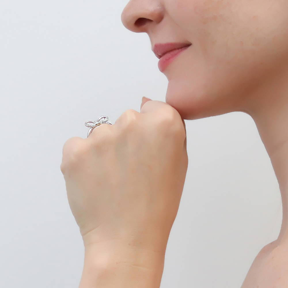 Bow Tie Ribbon Ring in Sterling Silver