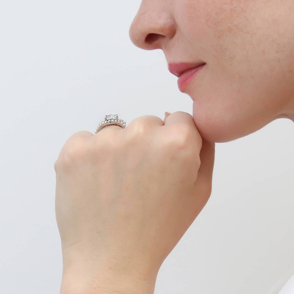 3-Stone Woven 2ct CZ Ring in Sterling Silver