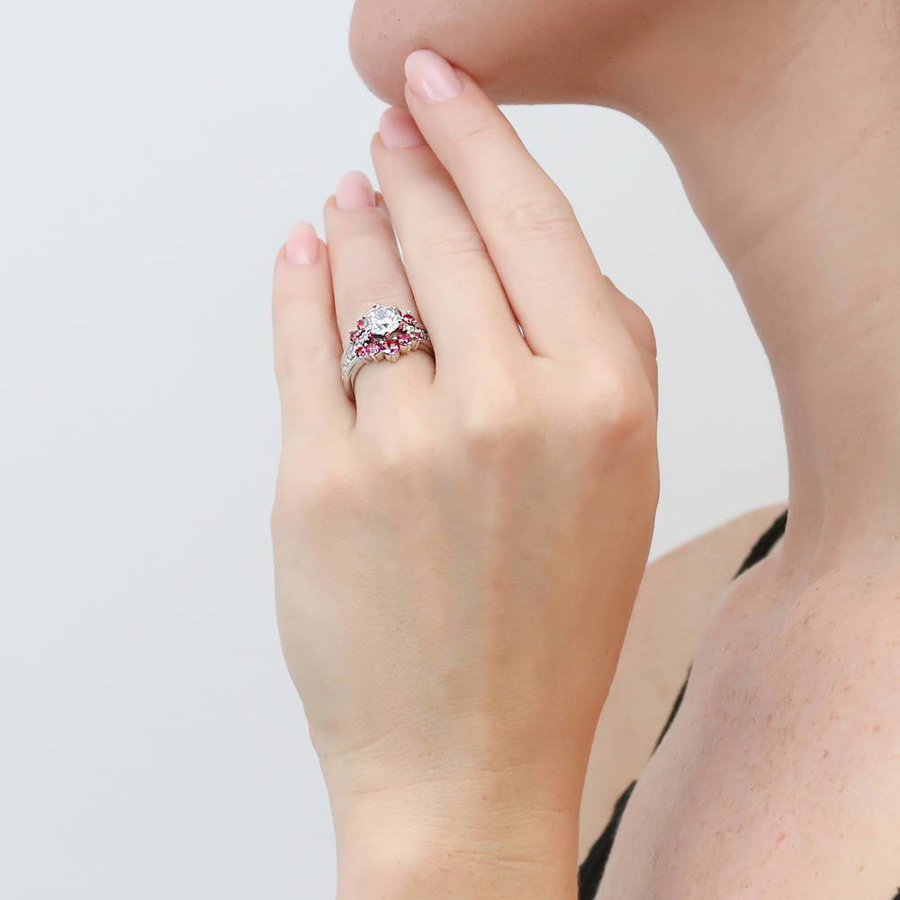 Solitaire 5-Stone Wishbone 1.25ct CZ Ring Set in Sterling Silver
