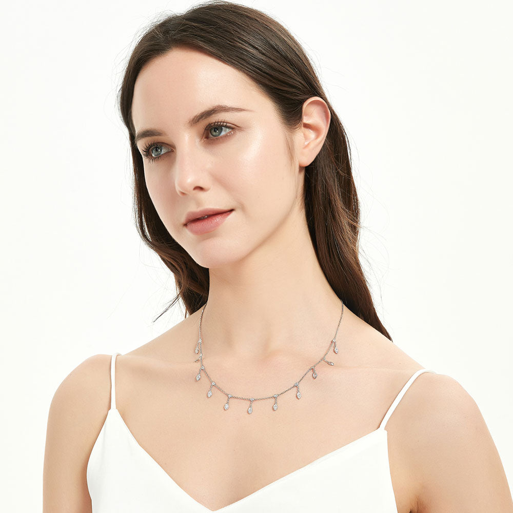 CZ by the Yard Station Necklace in Sterling Silver