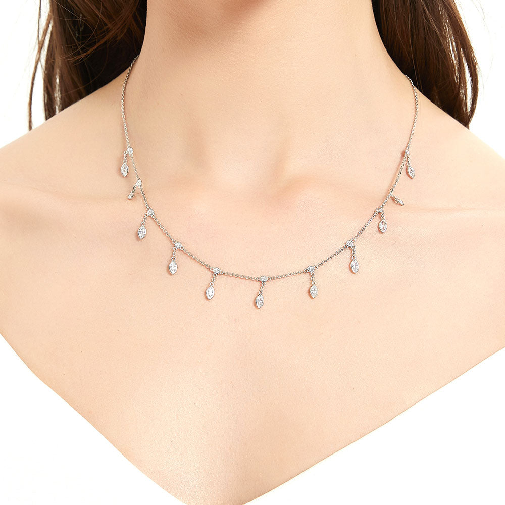 CZ by the Yard Station Necklace in Sterling Silver