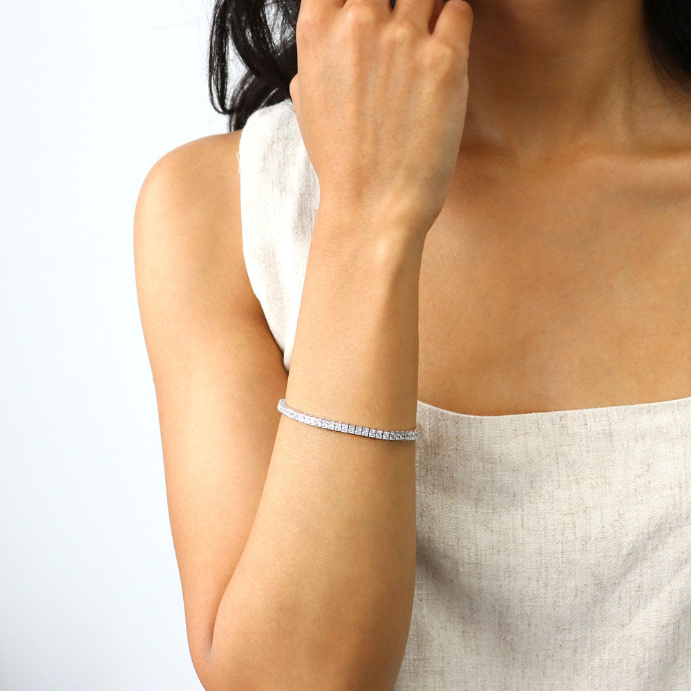 Bar Princess CZ Tennis Bracelet in Sterling Silver