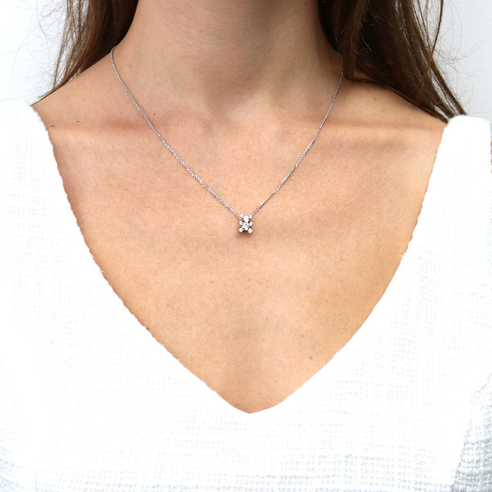 Bear CZ Pendant Necklace in Sterling Silver