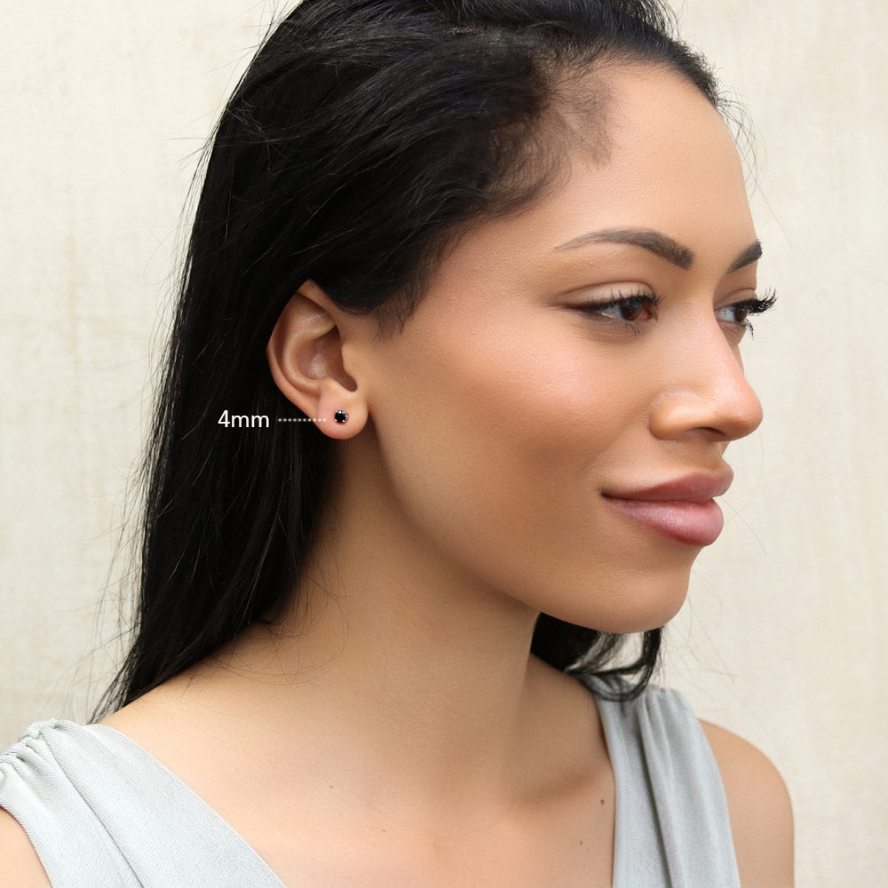 CZ 2 Pairs Huggie and Stud Earrings Set in Sterling Silver
