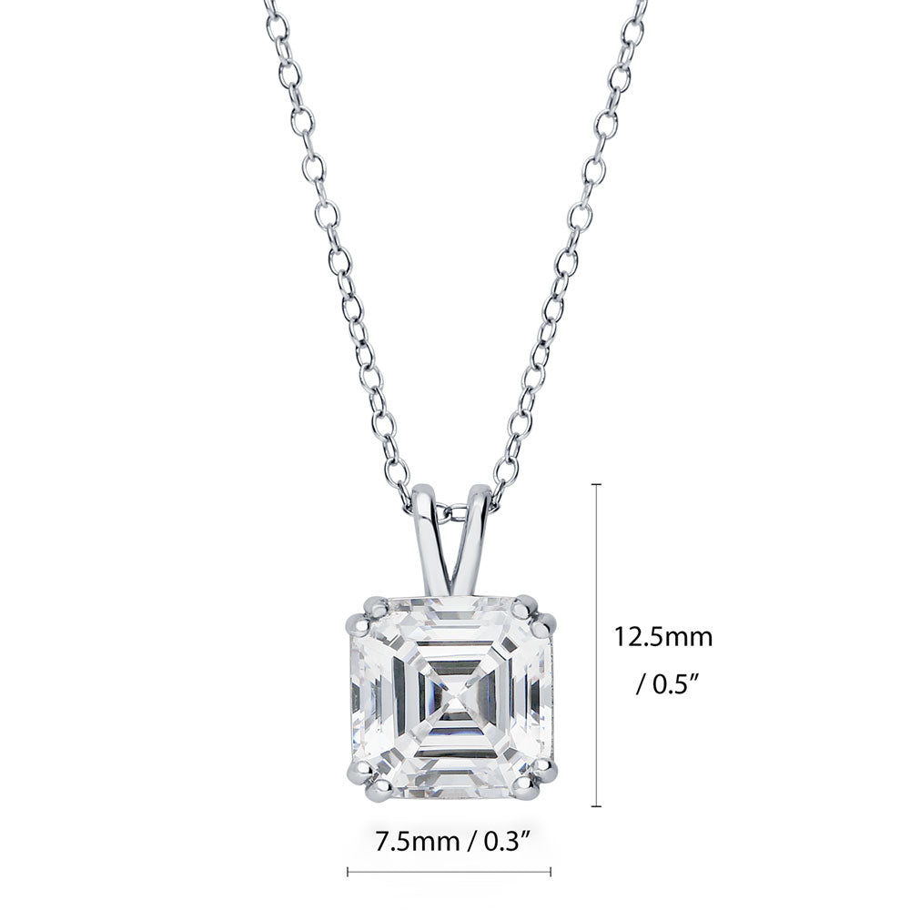Angle view of Solitaire Asscher CZ Necklace and Earrings Set in Sterling Silver, 8 of 16