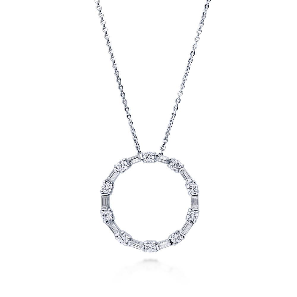 Open Circle CZ Necklace and Earrings Set in Sterling Silver