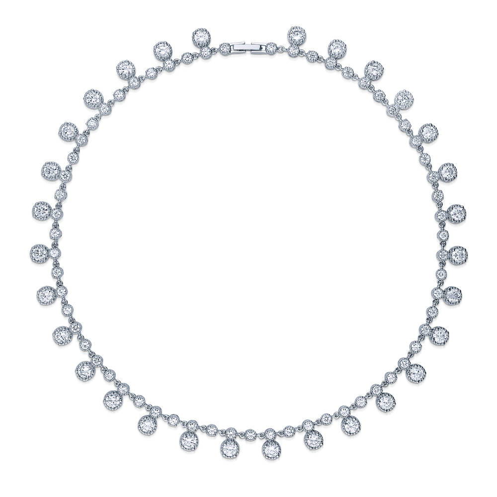 CZ Statement Necklace in Silver-Tone