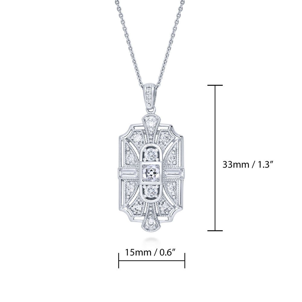 Art Deco Milgrain CZ Necklace and Earrings Set in Sterling Silver, 10 of 12
