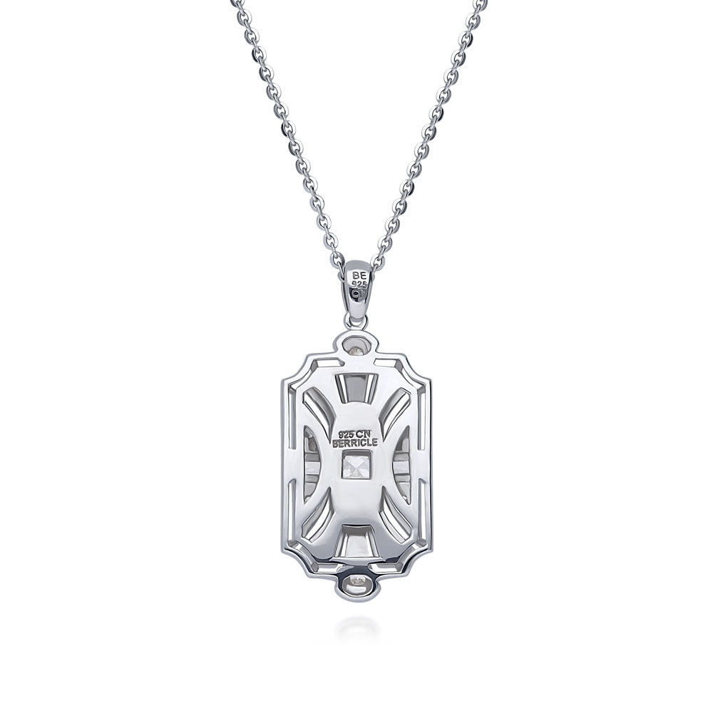 Alternate view of Art Deco Milgrain CZ Necklace and Earrings Set in Sterling Silver, 11 of 12