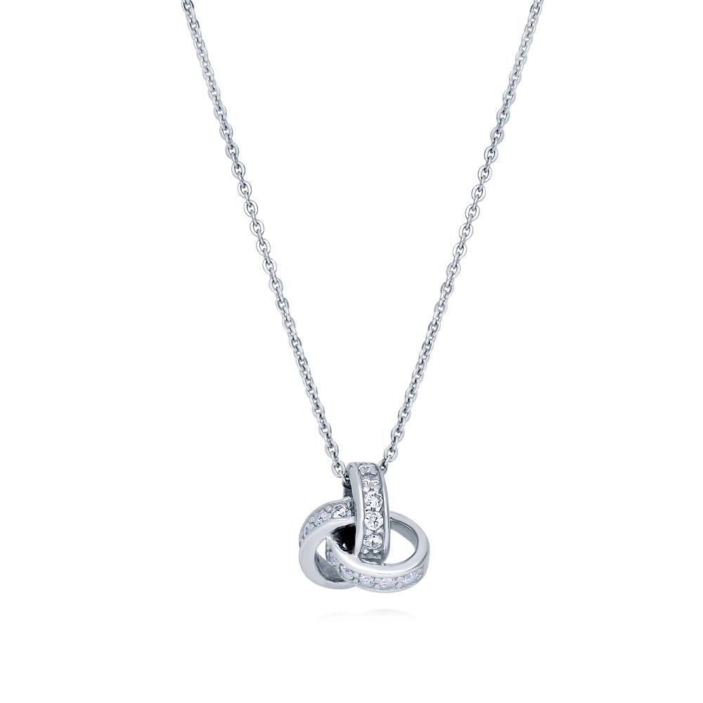 Love Knot CZ Necklace and Earrings Set in Sterling Silver, 5 of 14