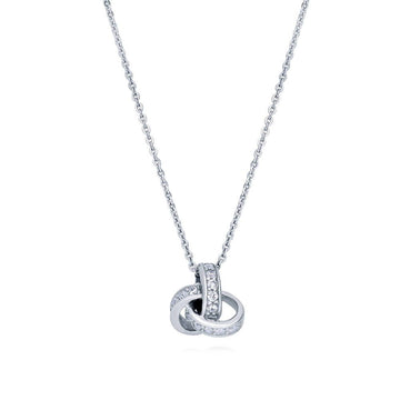 Love Knot CZ Pendant Necklace in Sterling Silver