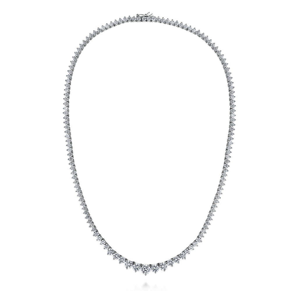 Graduated CZ Tennis Necklace in Sterling Silver