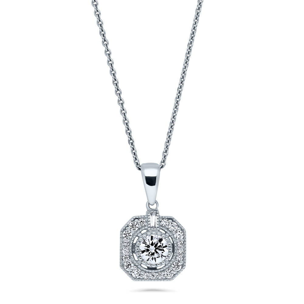 Art Deco CZ Necklace and Earrings in Sterling Silver