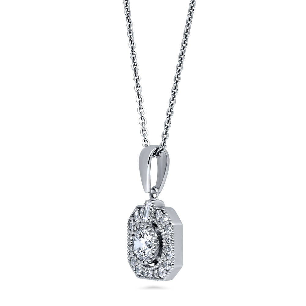 Art Deco CZ Necklace and Earrings in Sterling Silver