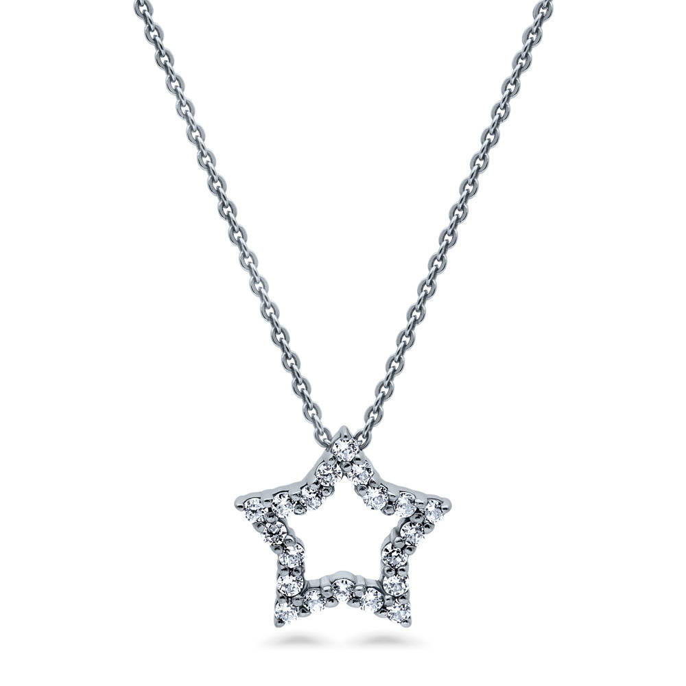 Star CZ Pendant Necklace in Sterling Silver, 1 of 5
