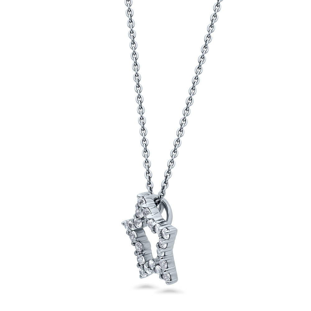 Front view of Star CZ Pendant Necklace in Sterling Silver, 4 of 5