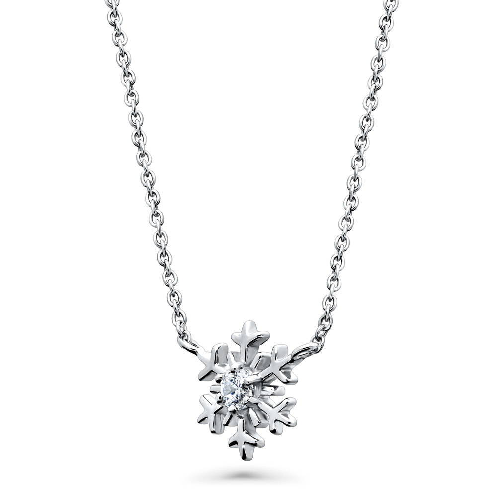 Snowflake CZ Necklace in Sterling Silver