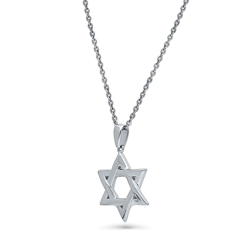 Star of David Necklace and Earrings in Sterling Silver