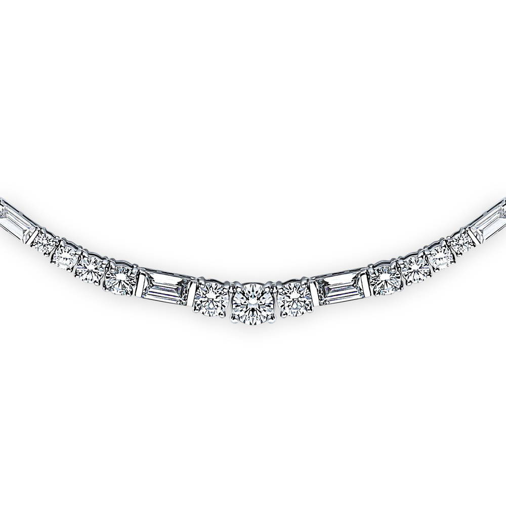 Art Deco CZ Statement Tennis Necklace in Sterling Silver