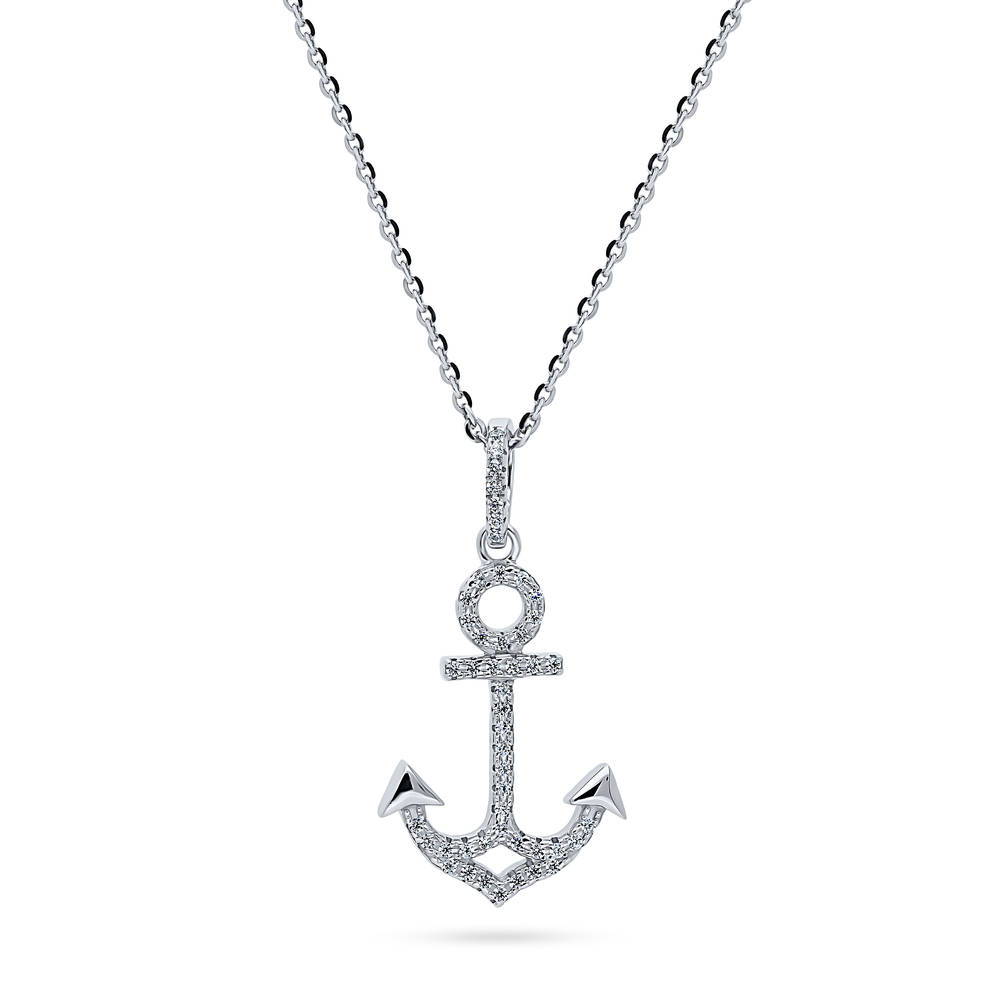 Anchor CZ Necklace and Earrings Set in Sterling Silver, 5 of 9