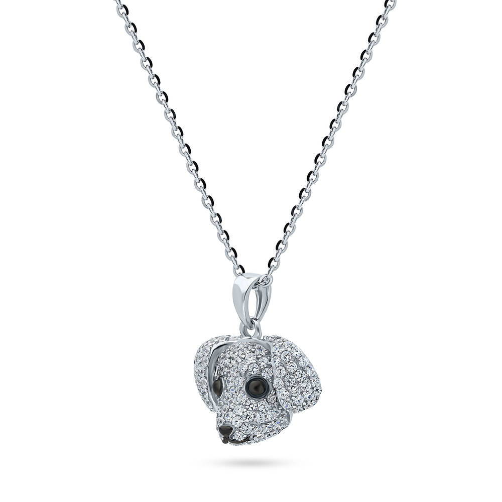 Puppy CZ Pendant Necklace in Sterling Silver