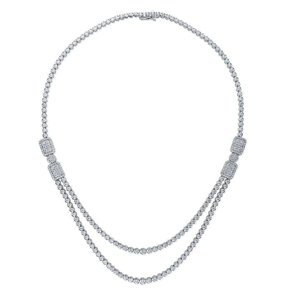 Art Deco CZ Statement Tennis Necklace in Sterling Silver