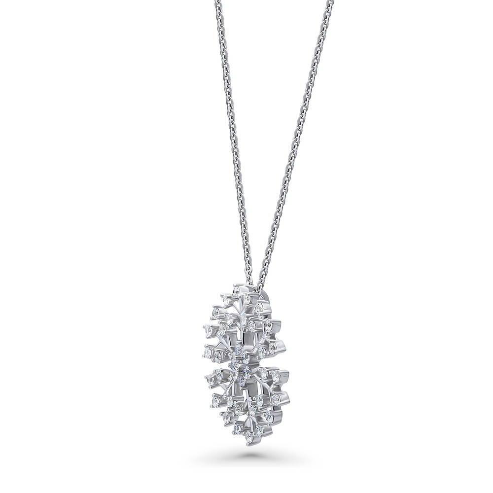 Snowflake CZ Necklace and Earrings Set in Sterling Silver