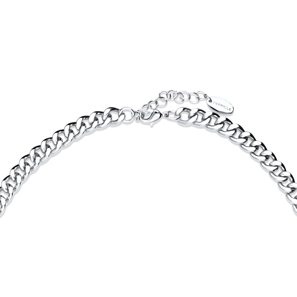 Front view of Statement Bracelet and Necklace Set in Silver-Tone, 2 Piece, 8 of 11