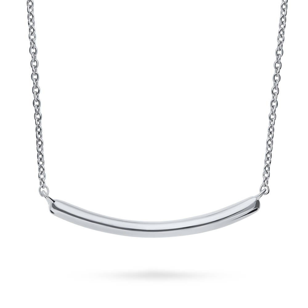 Front view of Bar Pendant Necklace in Sterling Silver, 4 of 6