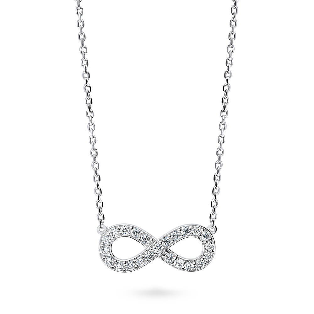 Infinity CZ Pendant Necklace in Sterling Silver, 1 of 5