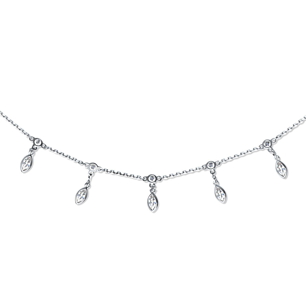 CZ by the Yard Station Necklace in Sterling Silver