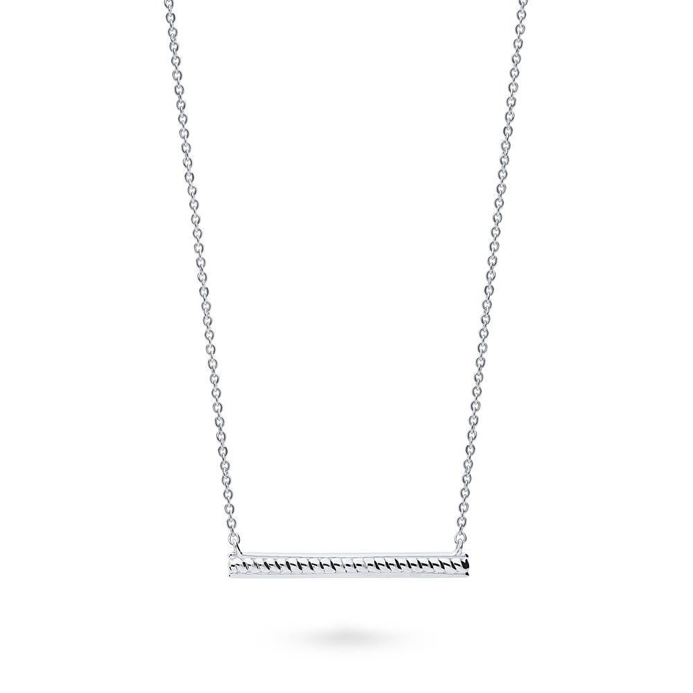 Bar Cable Pendant Necklace in Sterling Silver