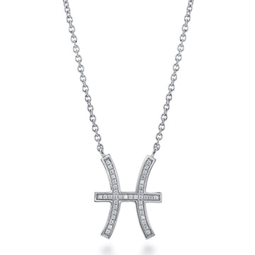 Zodiac Pisces CZ Pendant Necklace in Sterling Silver