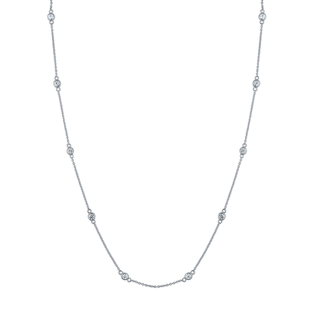 CZ by the Yard Station Necklace in Sterling Silver