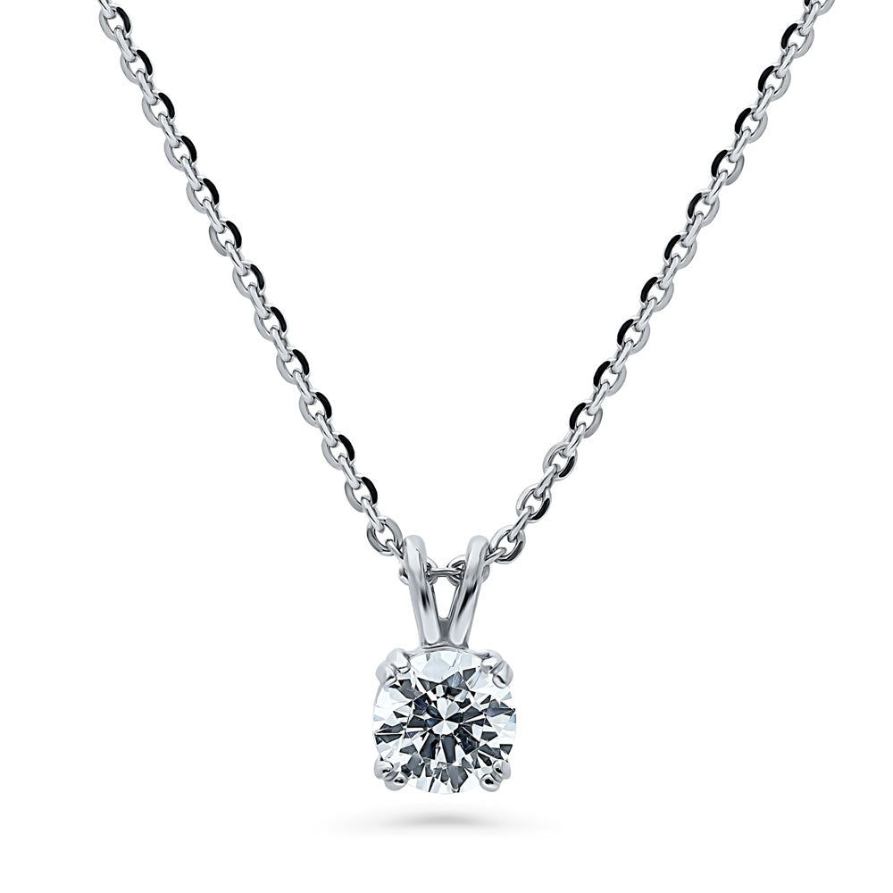 Solitaire Round CZ Necklace and Earrings Set in Sterling Silver, 5 of 11