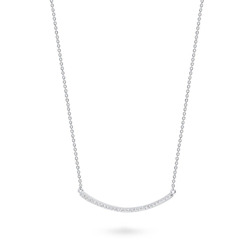 Bar CZ Pendant Necklace in Sterling Silver
