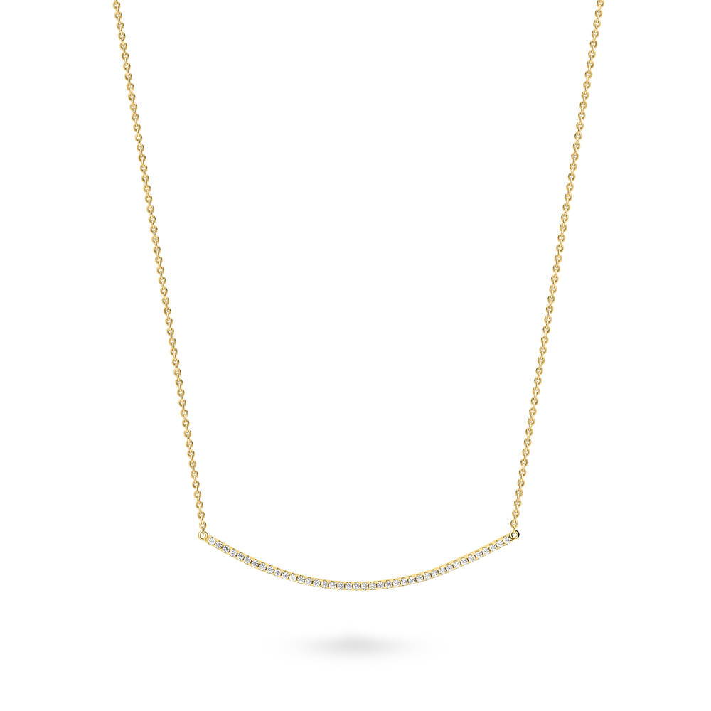 Bar CZ Pendant Necklace in Gold Flashed Sterling Silver, 1 of 5