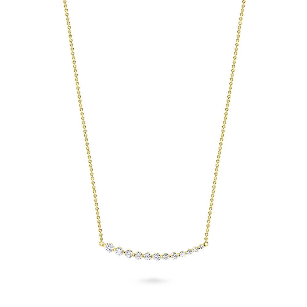 Graduated Bar CZ Pendant Necklace in Gold Flashed Sterling Silver, 1 of 5