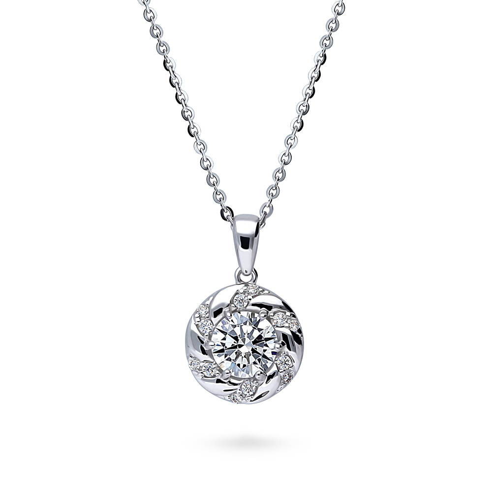Wreath Woven CZ Pendant Necklace in Sterling Silver, 1 of 5