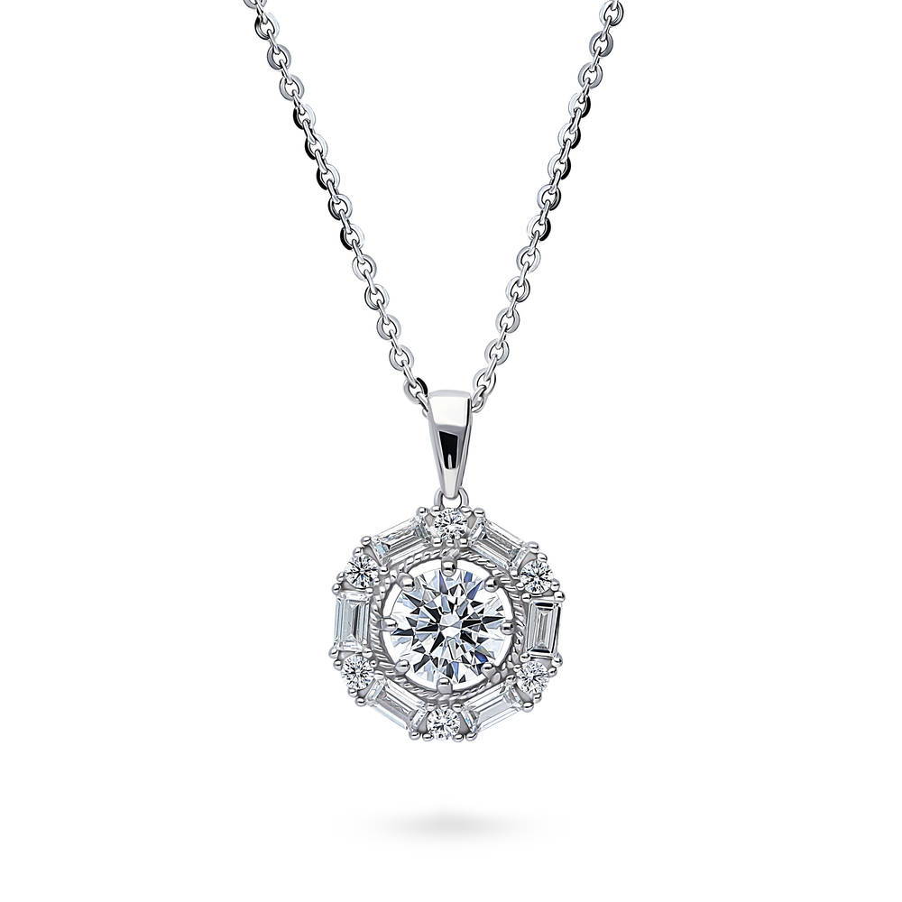 Cable Halo CZ Necklace and Earrings Set in Sterling Silver