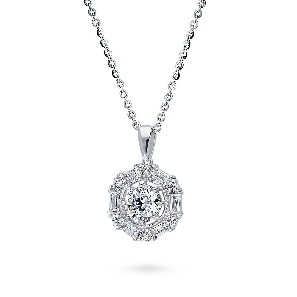 Cable Halo CZ Necklace and Earrings Set in Sterling Silver