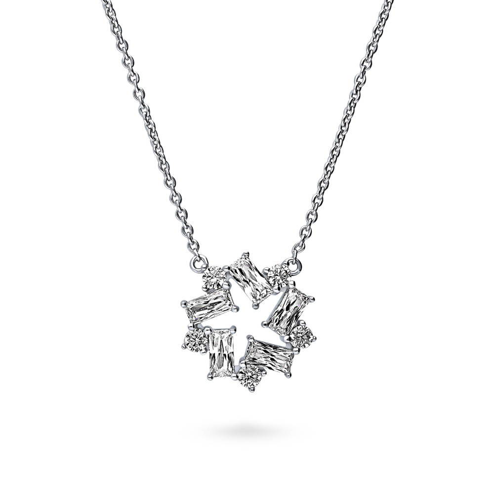 Wreath CZ Pendant Necklace in Sterling Silver, 1 of 6