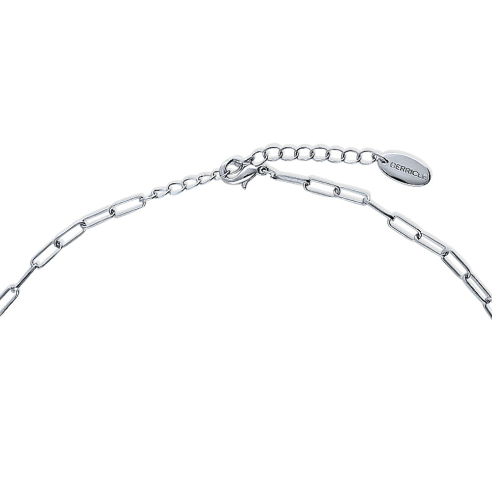 Front view of Paperclip Disc Chain Necklace in Silver-Tone, 2 Piece, 9 of 14