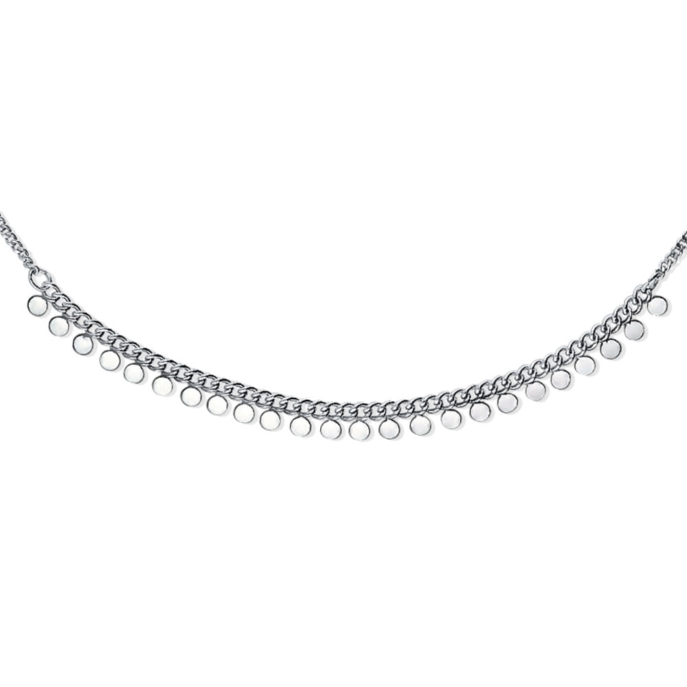 Front view of Paperclip Disc Chain Necklace in Silver-Tone, 2 Piece, 12 of 14