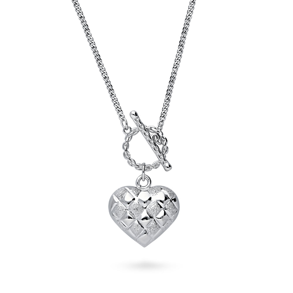 Heart Checkerboard Toggle Pendant Necklace