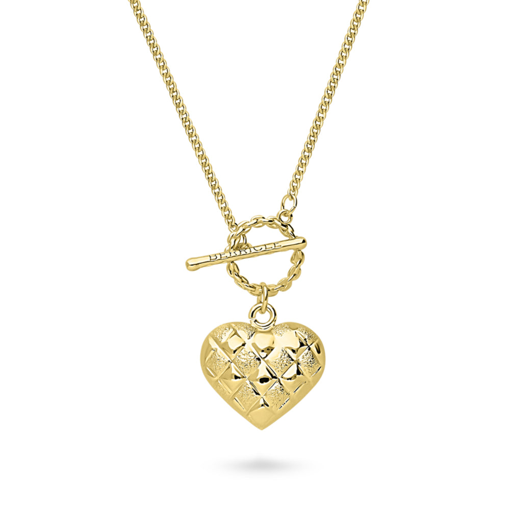 Heart Checkerboard Toggle Pendant Necklace